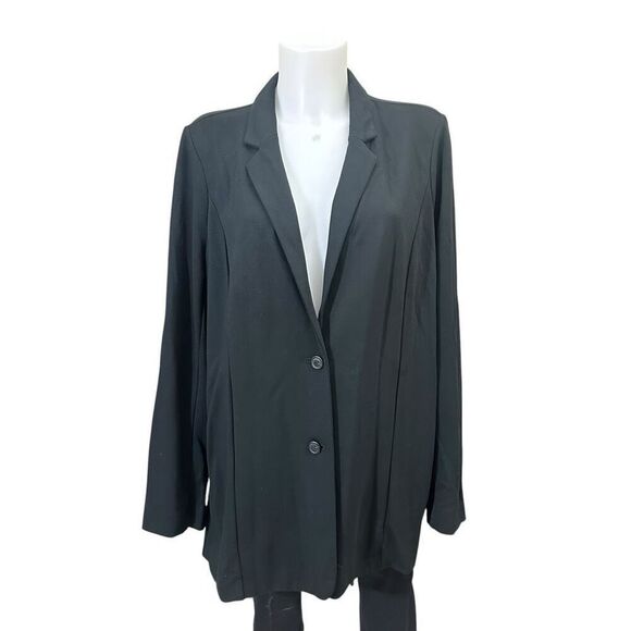 J. Jill Wearever Black Stretchy Oversized Jacket‎ Notched Collar Comfy Large - Picture 1 of 10